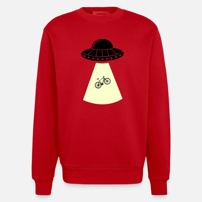 UFO Bicycle - Heavyweight Oversized Organic Crew Neck Made in EU - red