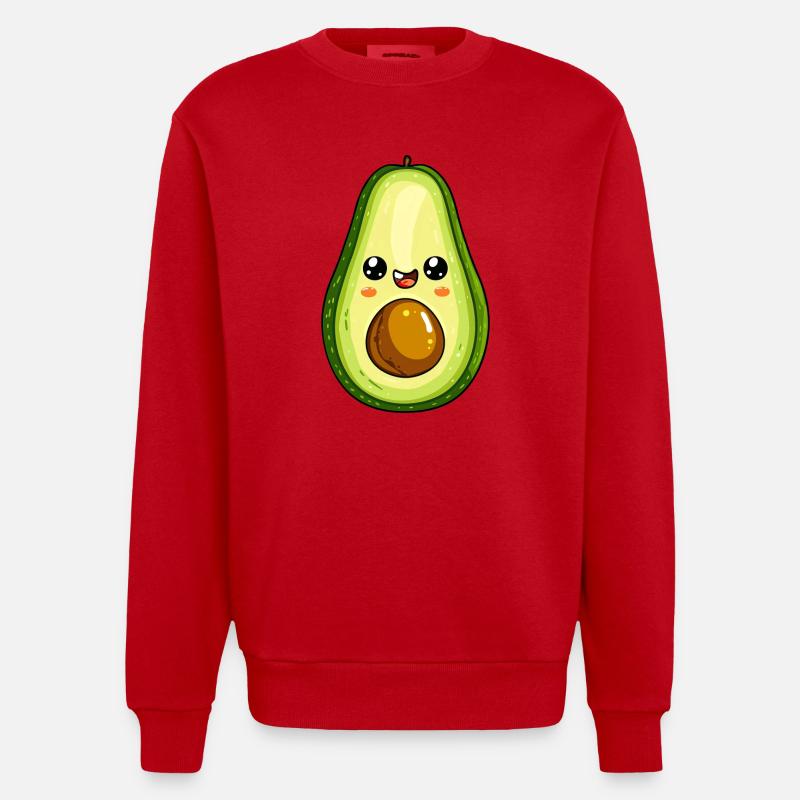 Süß Avocado mit Gesicht - Heavyweight Oversized Organic Crew Neck Made in EU - Rot
