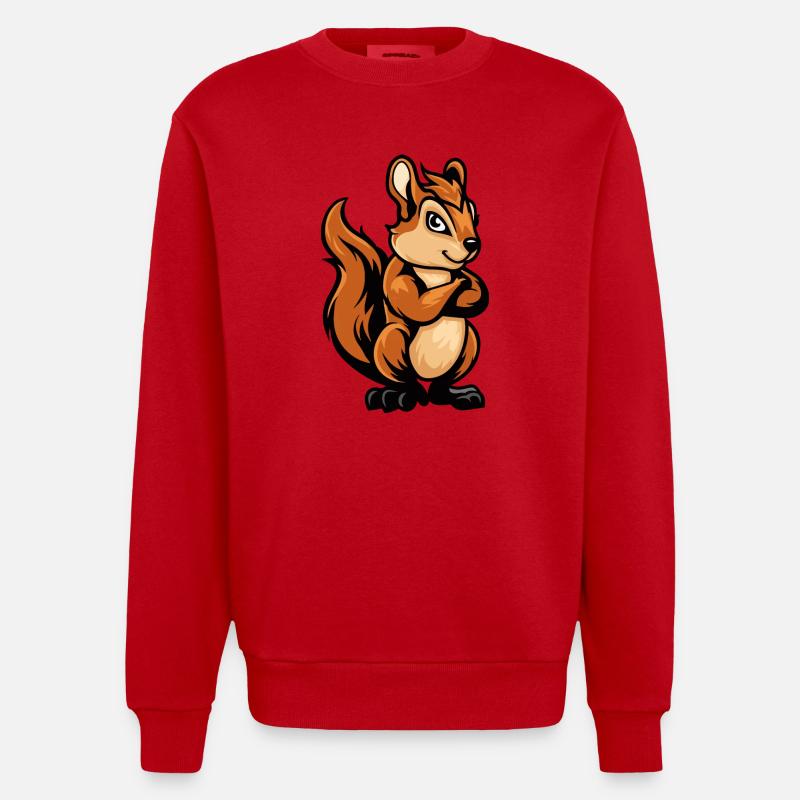 Squirrel Comic - Heavyweight Oversized Organic Crew Neck Made in EU - red