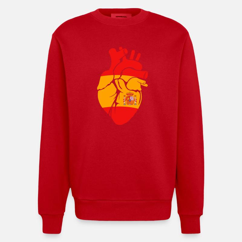 Spanien Spanisch - Heavyweight Oversized Organic Crew Neck Made in EU - Rot