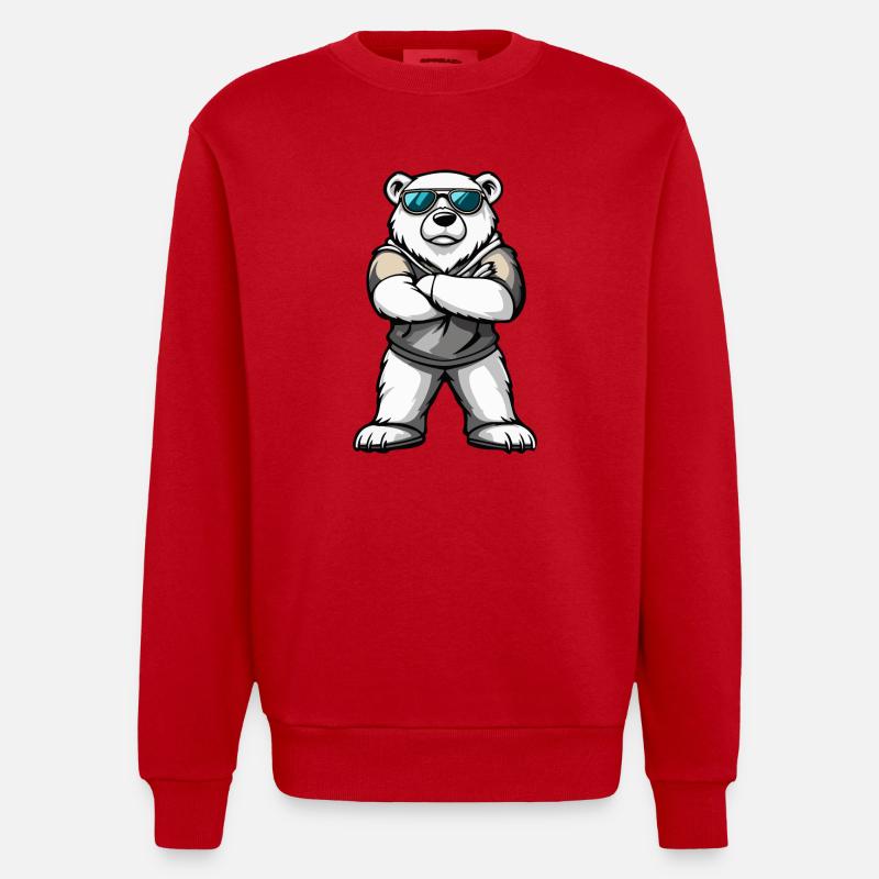 Eisbär Comic - Heavyweight Oversized Organic Crew Neck Made in EU - Rot