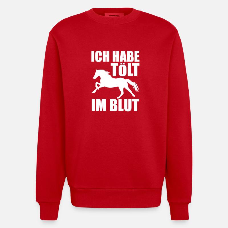 Isländer Islandpferd Islandpferde Geschenk - Heavyweight Oversized Organic Crew Neck Made in EU - Rot