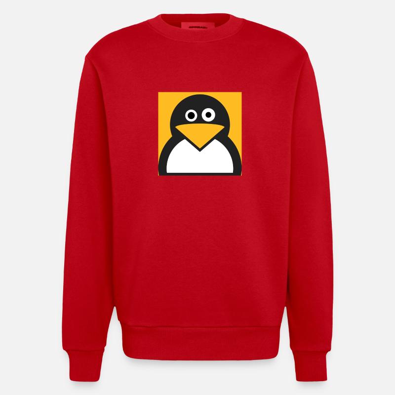 Linux Pingouin - Sweat bio épais oversize fabriqué en UE - rouge