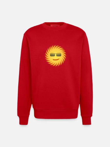 Sun with sunglasses. Gift - Heavyweight Oversized Organic Crew Neck Made in EU - red