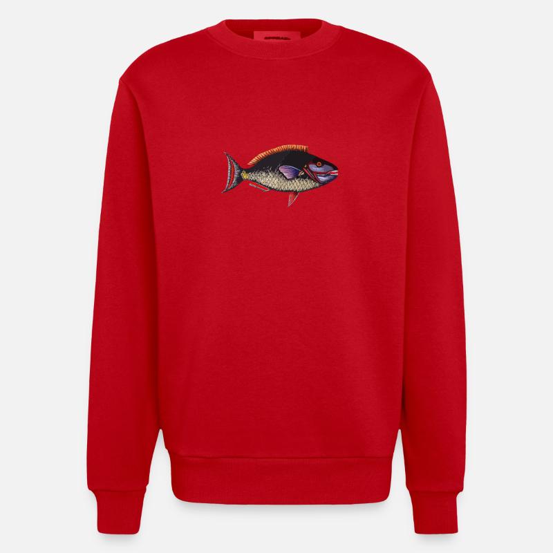 Fisch - Heavyweight Oversized Organic Crew Neck Made in EU - Rot