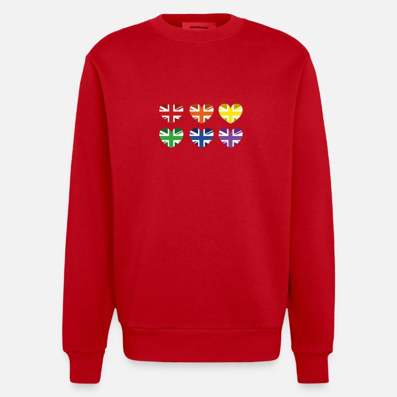 DRAPEAU ARC-EN-CIEL DU ROYAUME-UNI - Sweat bio épais oversize fabriqué en UE - rouge