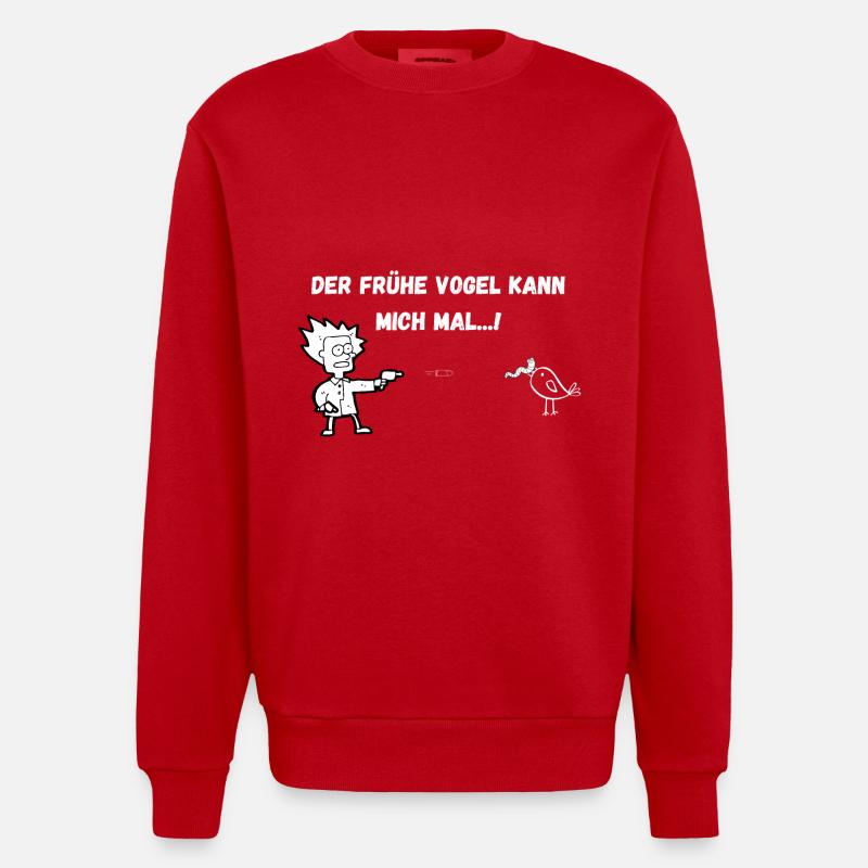 Le lève-tôt peut moi... ! - Sweat bio épais oversize fabriqué en UE - rouge