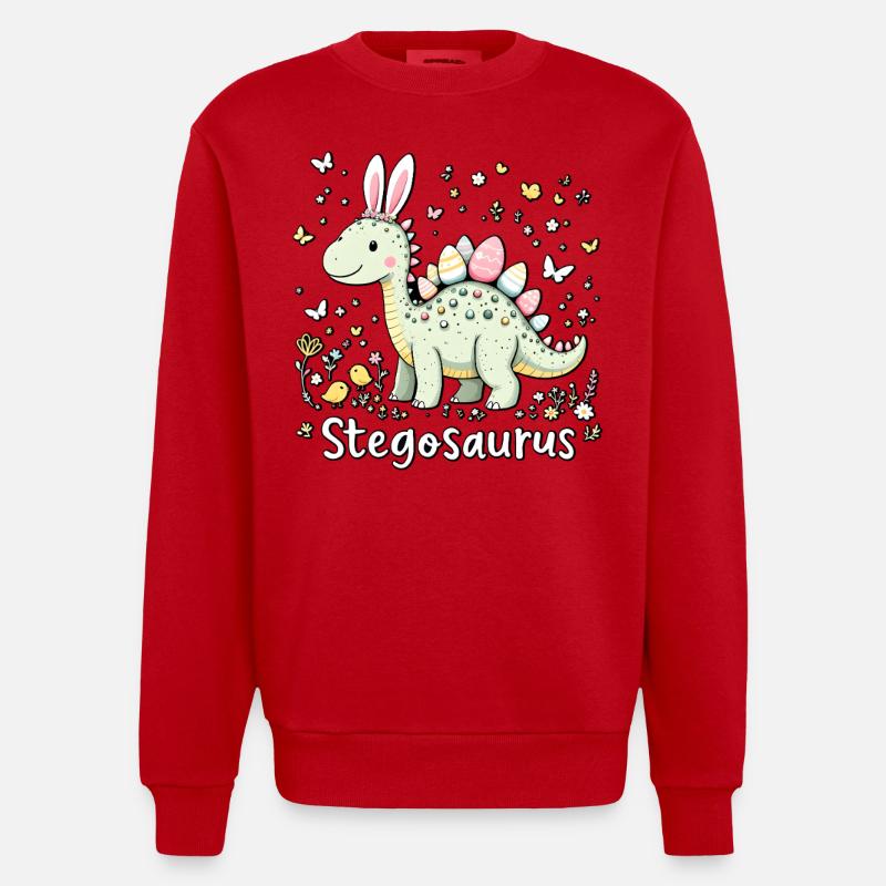 Stegosaurus - Heavyweight Oversized Organic Crew Neck Made in EU - red