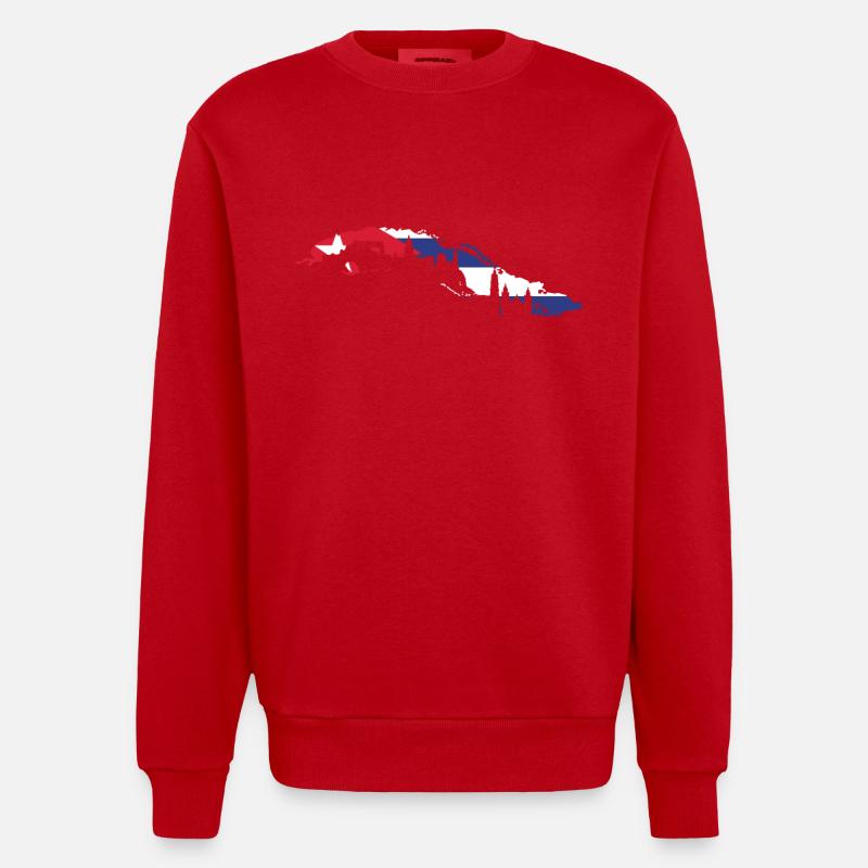 Cuba Flagge - Heavyweight Oversized Organic Crew Neck Made in EU - Rot