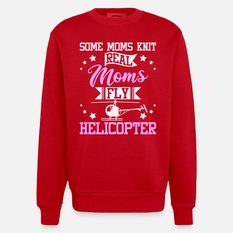 Les mamans pilotent un hélicoptère - Sweat bio épais oversize fabriqué en UE - rouge