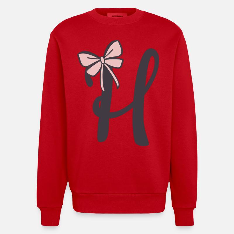 Lettre initiale H Ruban - Sweat bio épais oversize fabriqué en UE - rouge