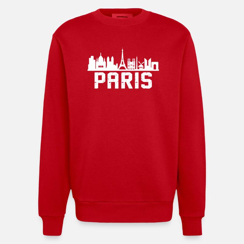 Horizon de Paris - Sweat bio épais oversize fabriqué en UE - rouge