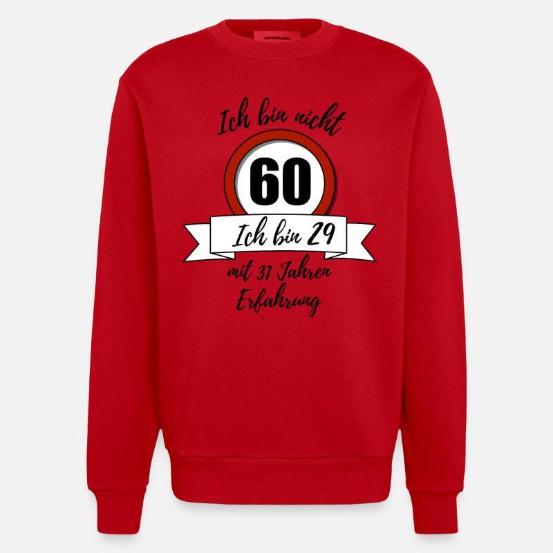 Ich bin nicht 60! - Heavyweight Oversized Organic Crew Neck Made in EU - Rot