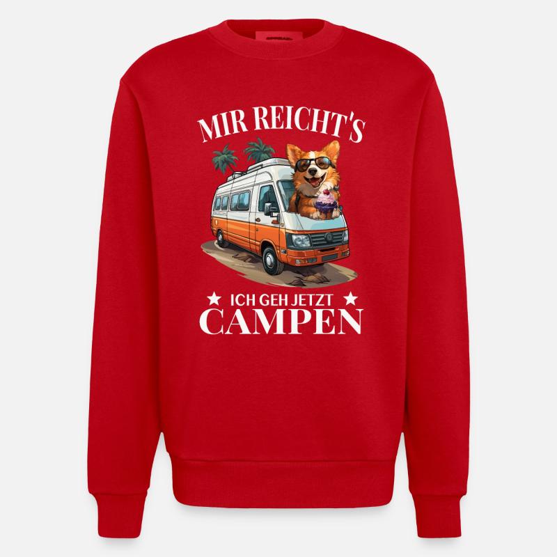 Camping - Heavyweight Oversized Organic Crew Neck Made in EU - Rot