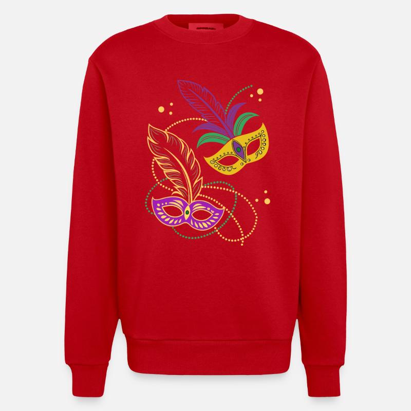 Mardi Gras - Karneval - Maske - Geschenk - Heavyweight Oversized Organic Crew Neck Made in EU - Rot