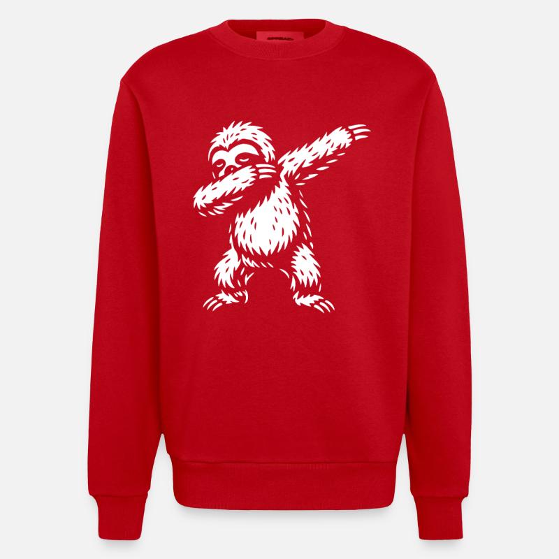 Dabbing Faultier - Dab Dance - Geschenk - Heavyweight Oversized Organic Crew Neck Made in EU - Rot