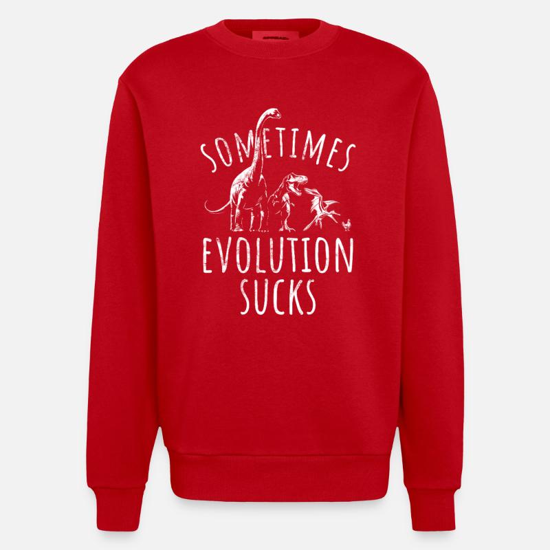 Parfois, l’évolution craint - Dinosaure - Poulet - Sweat bio épais oversize fabriqué en UE - rouge
