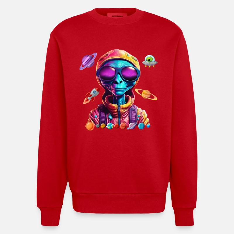 Extraterrestre de l’espace. - Sweat bio épais oversize fabriqué en UE - rouge