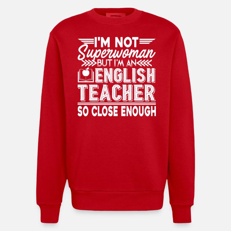 Englischlehrer Ich bin ein Englischlehrer - Heavyweight Oversized Organic Crew Neck Made in EU - Rot