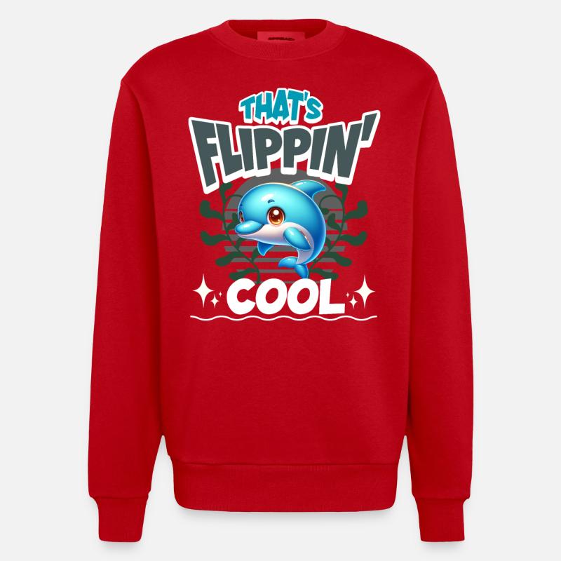 Dolphin - Heavyweight Oversized Organic Crew Neck Made in EU - red