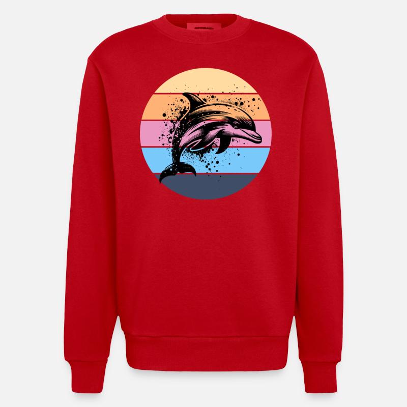 Dolphin - Heavyweight Oversized Organic Crew Neck Made in EU - red