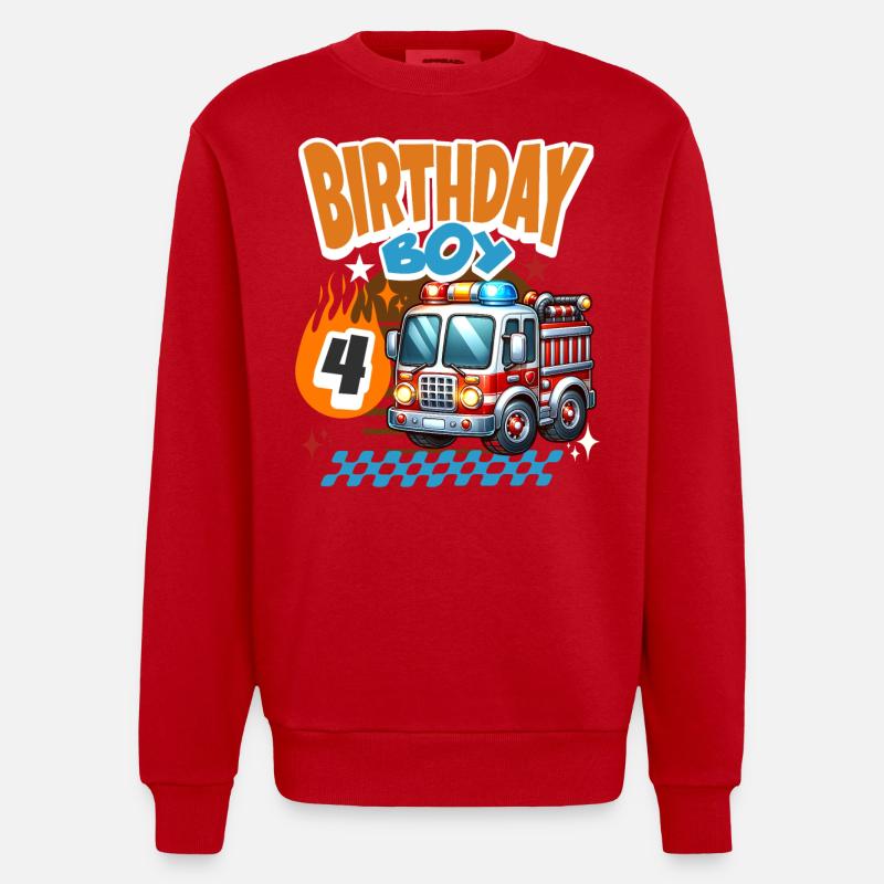 4e anniversaire des pompiers - Sweat bio épais oversize fabriqué en UE - rouge