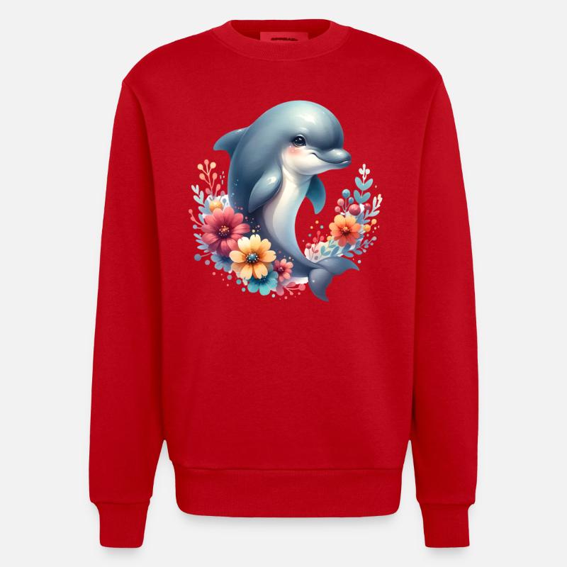 Delfin - Heavyweight Oversized Organic Crew Neck Made in EU - Rot