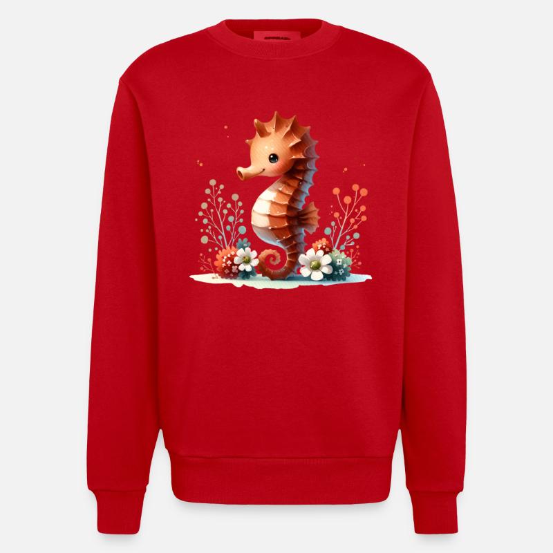 Hippocampe Hippocampe - Sweat bio épais oversize fabriqué en UE - rouge