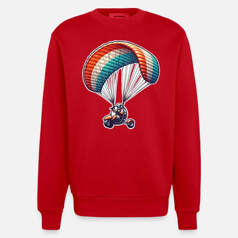 Motorschirm Paramotor - Heavyweight Oversized Organic Crew Neck Made in EU - red