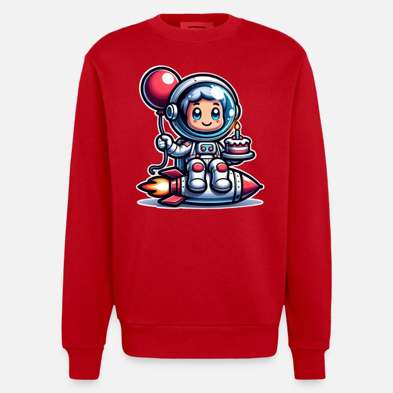 Anniversaire astronaute - Sweat bio épais oversize fabriqué en UE - rouge