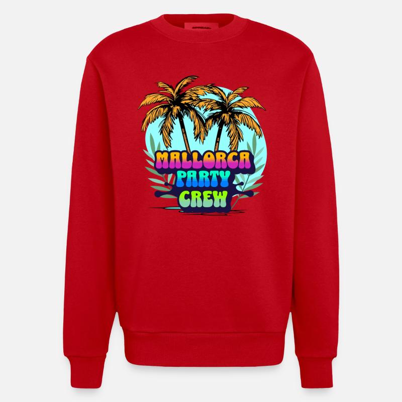 Mallorca Party Crew - Sweat bio épais oversize fabriqué en UE - rouge