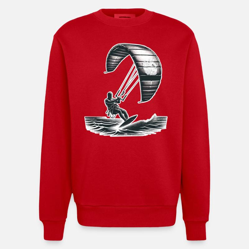 Kitesurf Kitesurfer Kiteboard - Sweat bio épais oversize fabriqué en UE - rouge