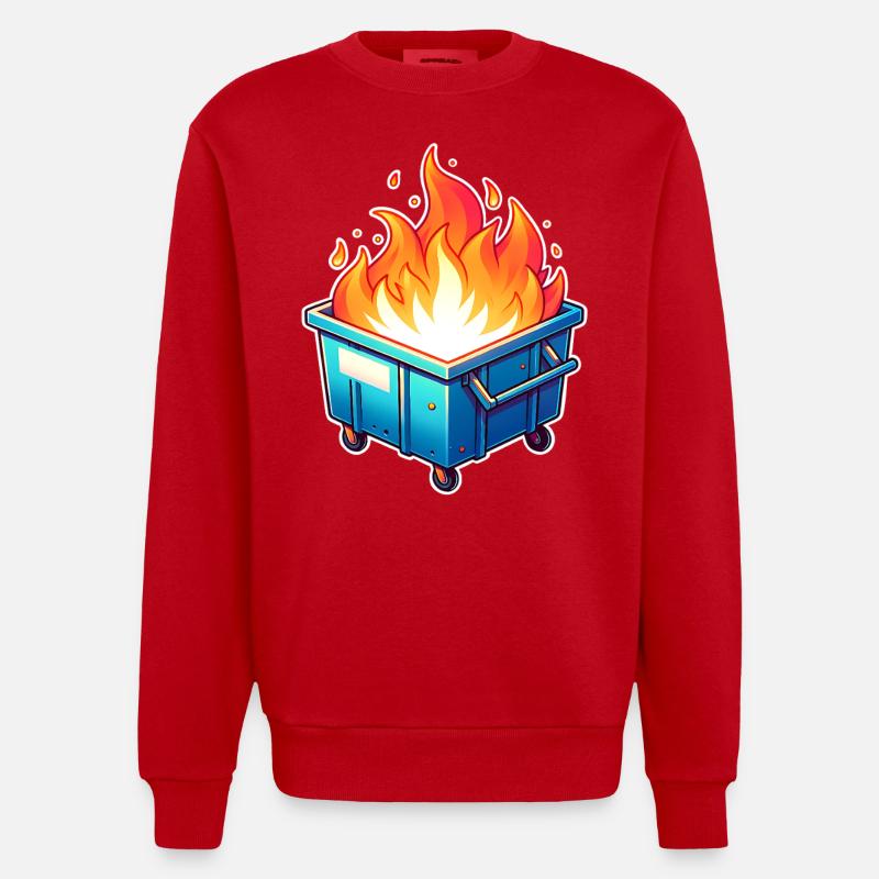 Burning garbage can - Heavyweight Oversized Organic Crew Neck Made in EU - red