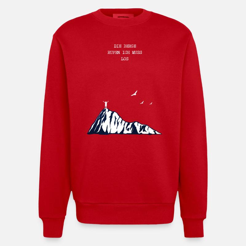 Wandern Minimalistisch - Heavyweight Oversized Organic Crew Neck Made in EU - Rot