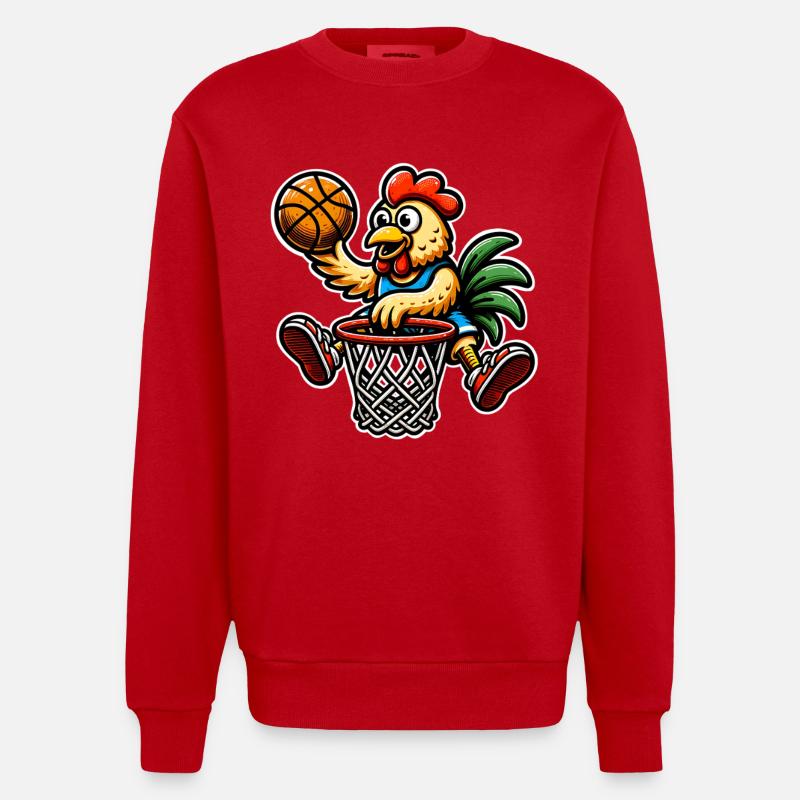 Poulet de basket-ball - Sweat bio épais oversize fabriqué en UE - rouge