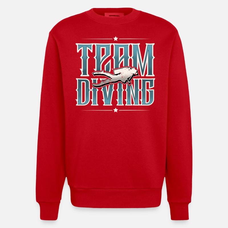 Équipe de plongée - Sweat bio épais oversize fabriqué en UE - rouge
