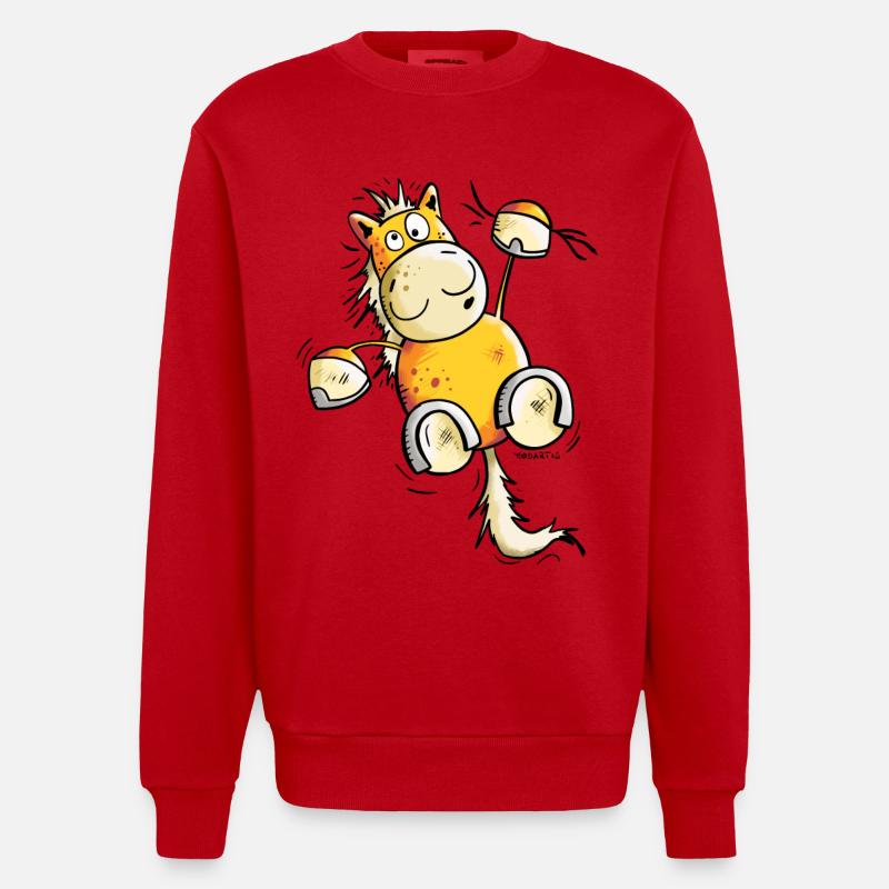 Fuchs Pferd hängt ab - Heavyweight Oversized Organic Crew Neck Made in EU - Rot