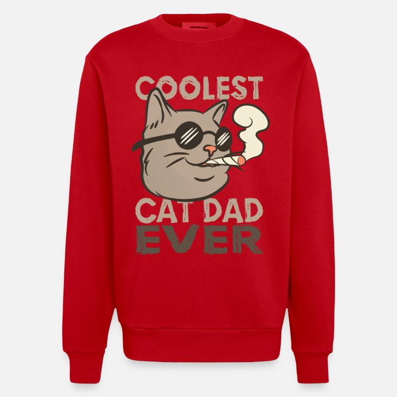 Chat Papa - Sweat bio épais oversize fabriqué en UE - rouge