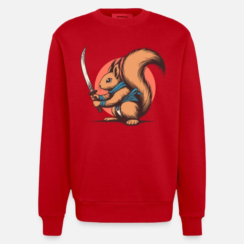 Eichhörnchen Klinge Lustige Tiere - Heavyweight Oversized Organic Crew Neck Made in EU - Rot