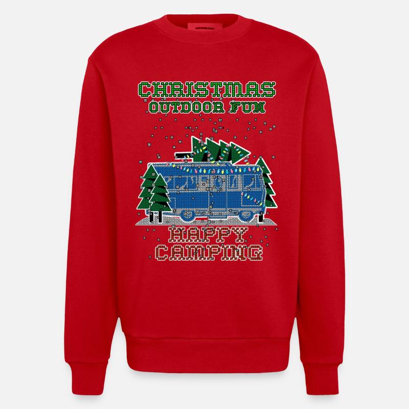 christmas Camping - Heavyweight Oversized Organic Crew Neck Made in EU - Rot