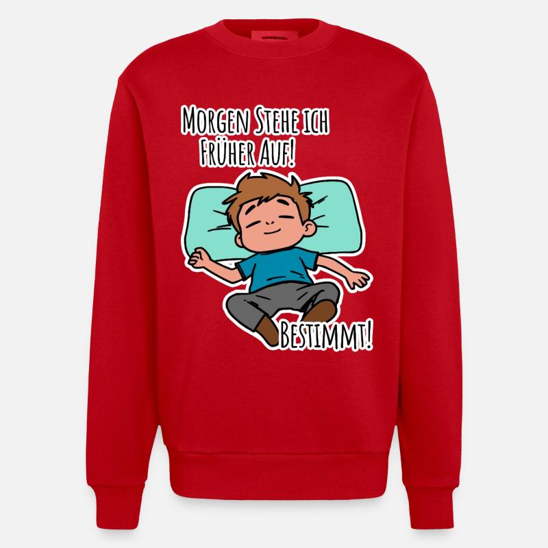 Morgenmuffel? Früh aufstehen oder faulenzen? - Heavyweight Oversized Organic Crew Neck Made in EU - Rot