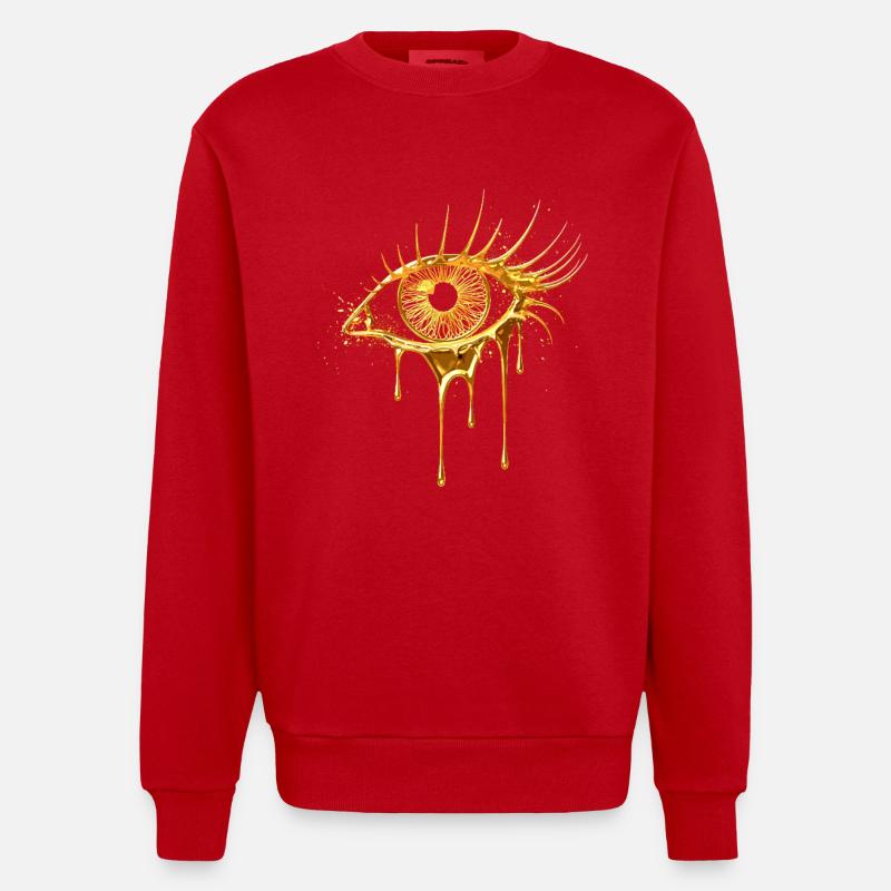 Regard d’œil doré - Sweat bio épais oversize fabriqué en UE - rouge