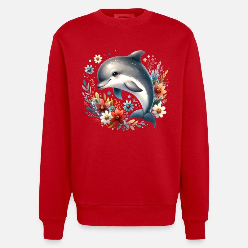 Delfin - Heavyweight Oversized Organic Crew Neck Made in EU - Rot
