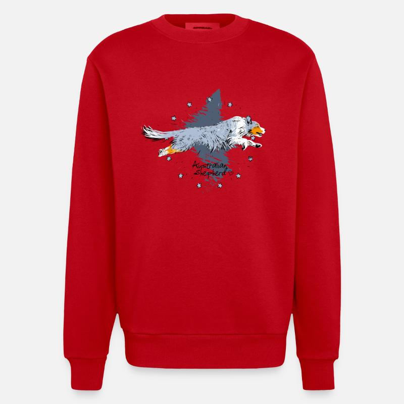 Aussie, blue merle - Heavyweight Oversized Organic Crew Neck Made in EU - Rot