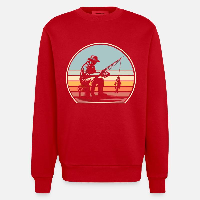 Pêche Pêcheurs Pêche - Sweat bio épais oversize fabriqué en UE - rouge