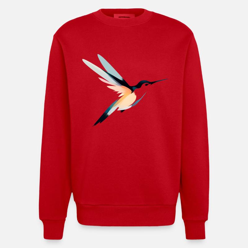 Farbenfroher Kolibri - Heavyweight Oversized Organic Crew Neck Made in EU - Rot
