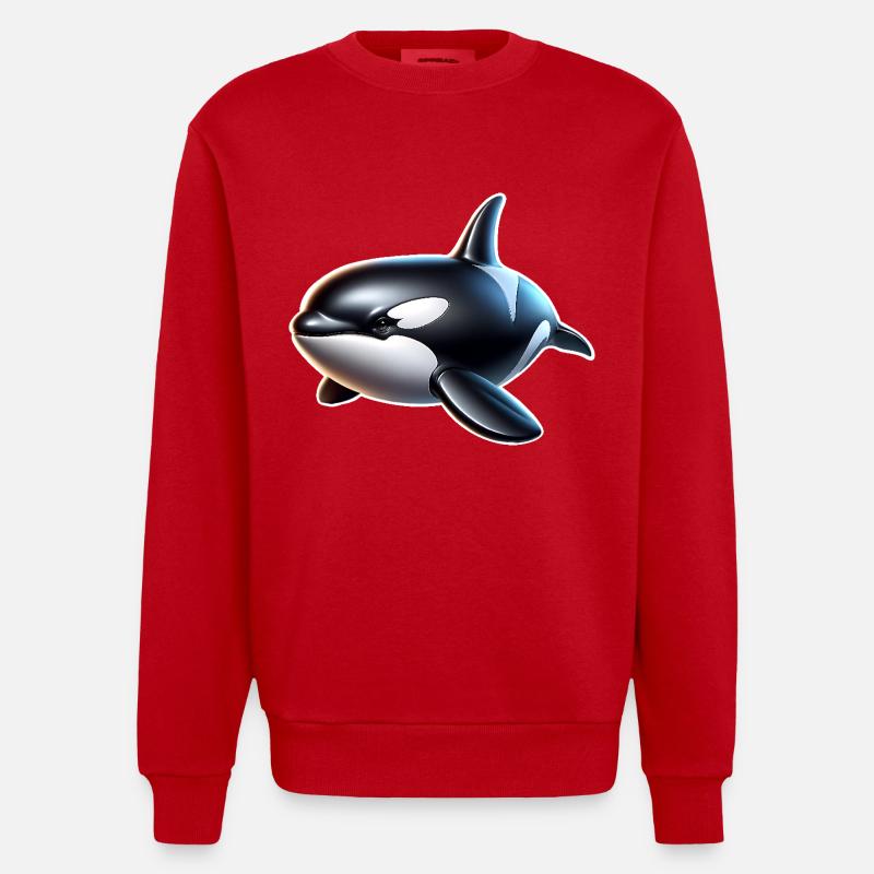 Orca Schwertwal - Heavyweight Oversized Organic Crew Neck Made in EU - Rot