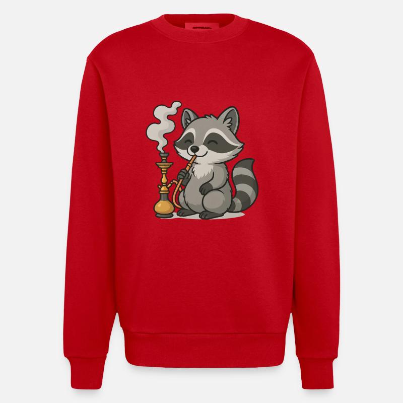 Wasserpfeife Waschbär Geschenk - Heavyweight Oversized Organic Crew Neck Made in EU - Rot