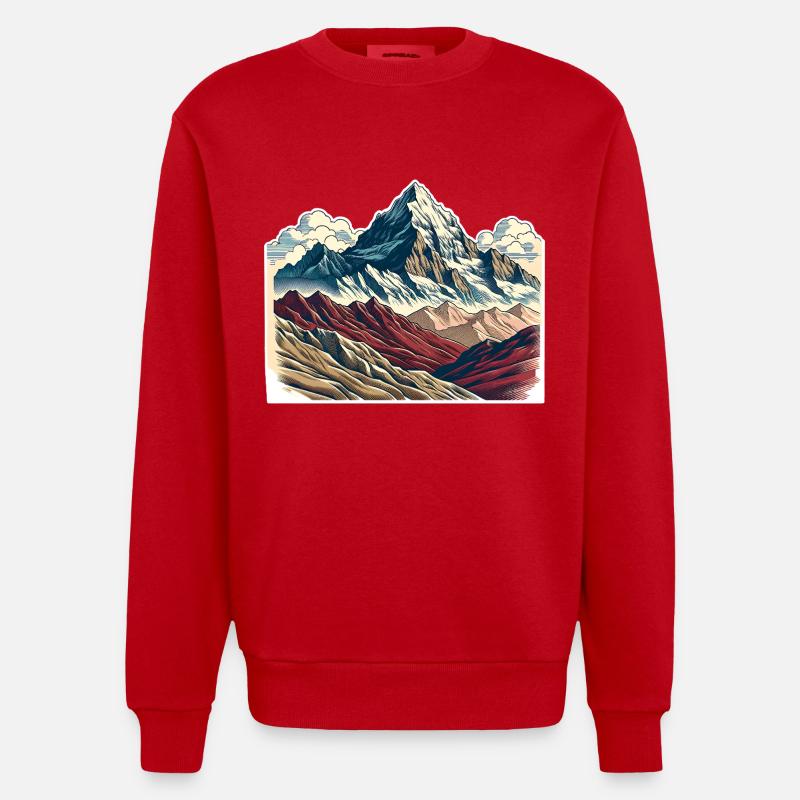 Berge - Heavyweight Oversized Organic Crew Neck Made in EU - Rot