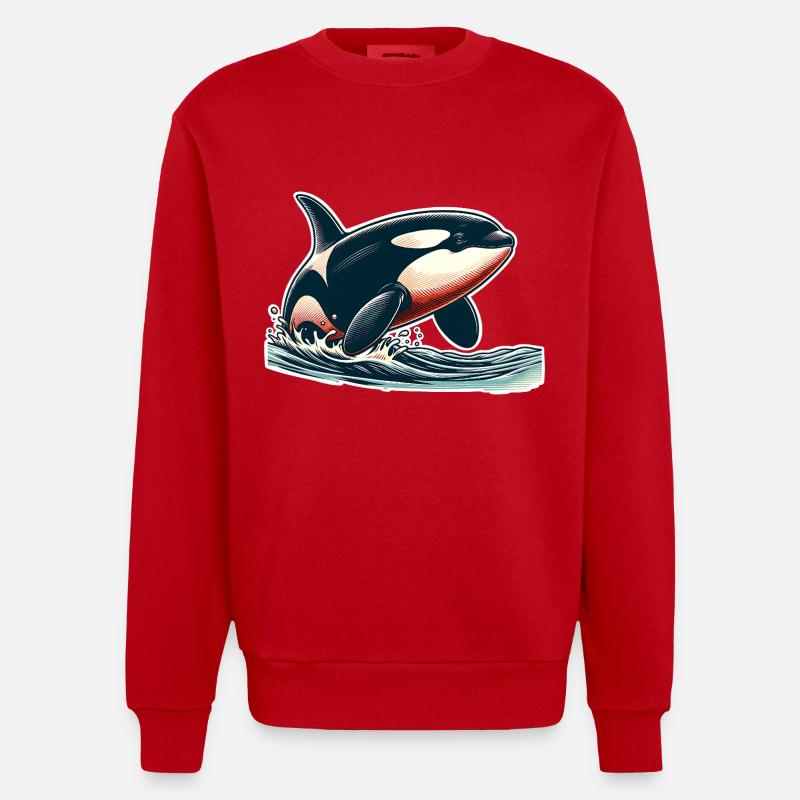 Orca Schwertwal - Heavyweight Oversized Organic Crew Neck Made in EU - Rot